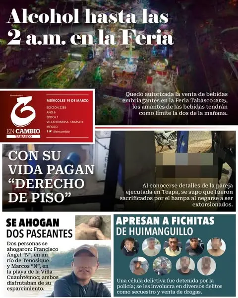 Portada de En Cambio - Tabasco (contraportada) del miércoles, 19 de marzo de 2025