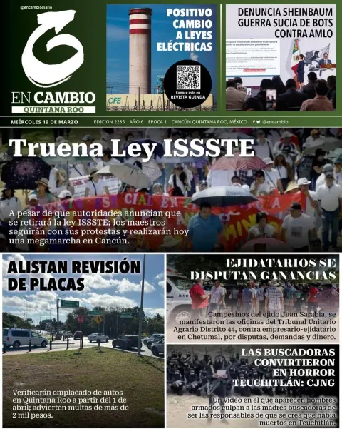 Portada de En Cambio - Quintana Roo (portada) del miércoles, 19 de marzo de 2025