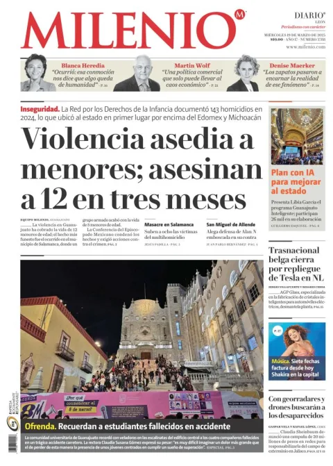 Portada de Milenio Leon del miércoles, 19 de marzo de 2025