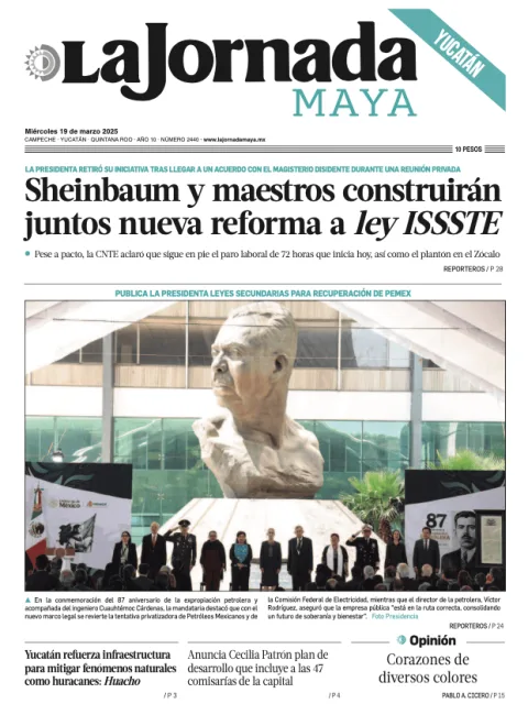 Portada de La Jornada Maya Yucatán del miércoles, 19 de marzo de 2025