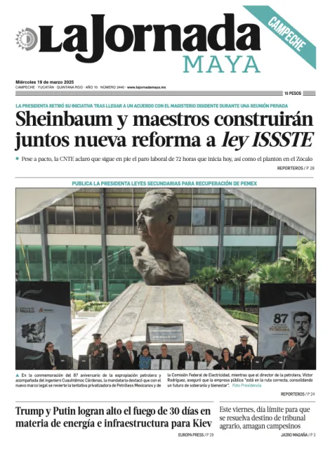 Portada de La Jornada Maya Campeche del miércoles, 19 de marzo de 2025
