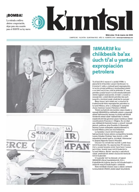 Portada de La Jornada - Kiintsil del miércoles, 19 de marzo de 2025