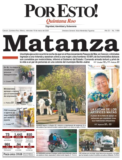 Portada de Por Esto (quintana Roo Cancun) del miércoles, 19 de marzo de 2025