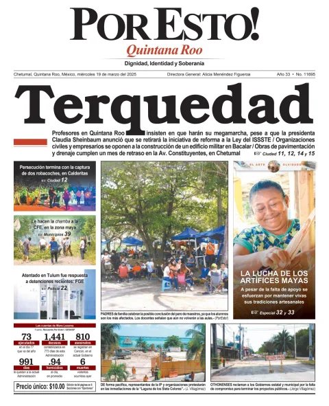 Portada de Por Esto (quintana Roo Chetumal) del miércoles, 19 de marzo de 2025