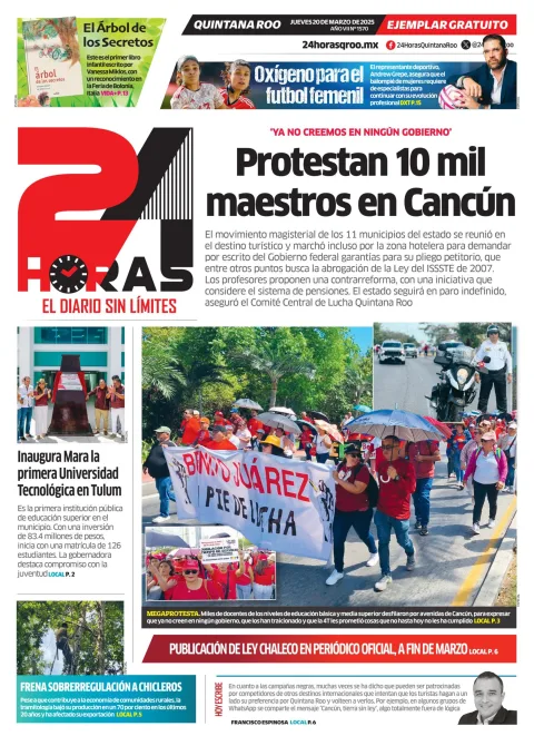 Portada de 24 Horas Quintana Roo