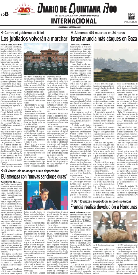 Portada de Diario de Quintana Roo (contra Portada)