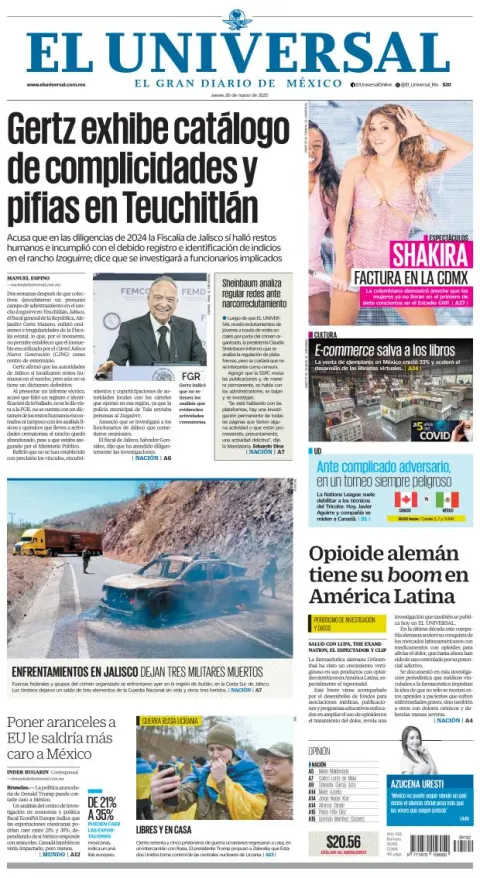 Portada de El Universal