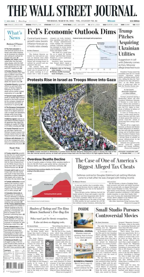 Portada de The Wall Street Journal del jueves, 20 de marzo de 2025