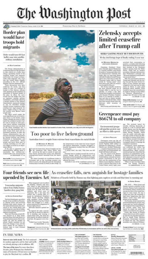 Portada de The Washington Post del jueves, 20 de marzo de 2025