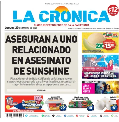 Portada de La Cronica del jueves, 20 de marzo de 2025