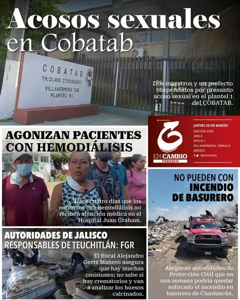 Portada de En Cambio - Tabasco (contraportada) del jueves, 20 de marzo de 2025