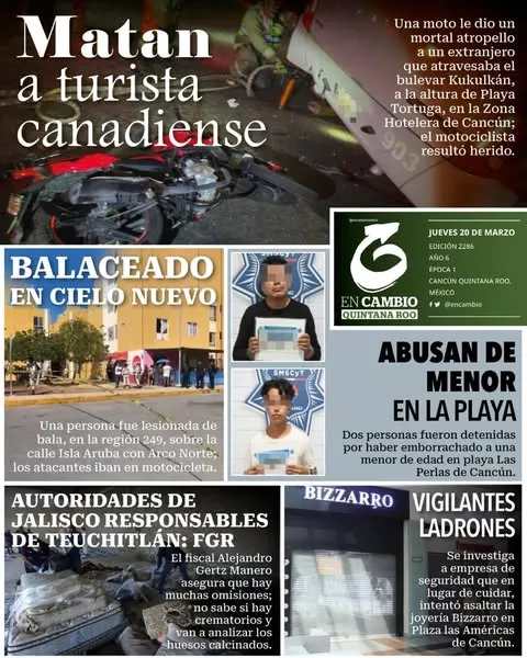 Portada de En Cambio - Quintana Roo (contraportada) del jueves, 20 de marzo de 2025