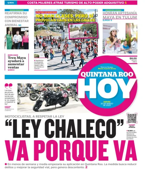 Portada de Quintana Roo Hoy