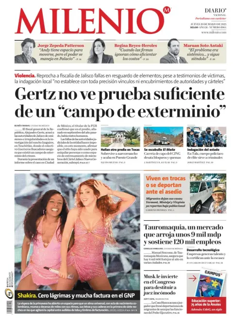 Portada de Milenio del jueves, 20 de marzo de 2025