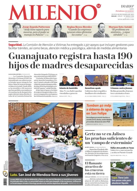 Portada de Milenio Leon del jueves, 20 de marzo de 2025