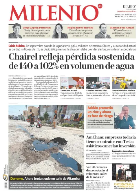 Portada de Milenio Tamaulipas del jueves, 20 de marzo de 2025