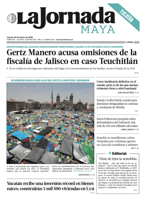 Portada de La Jornada Maya Yucatán del jueves, 20 de marzo de 2025