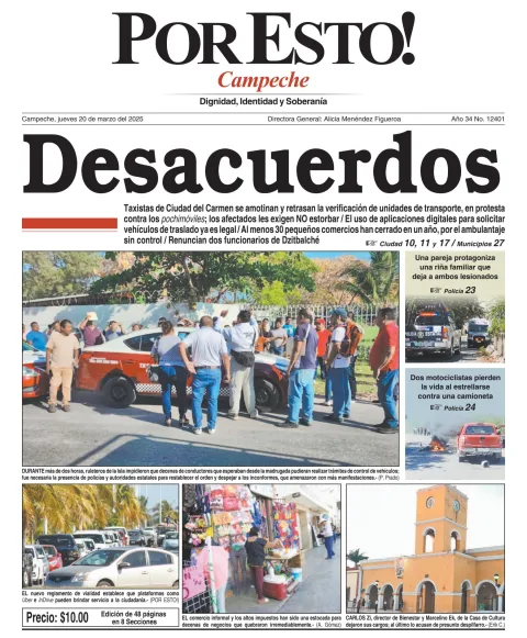 Portada de Por Esto (campeche) del jueves, 20 de marzo de 2025