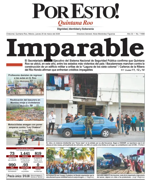 Portada de Por Esto (quintana Roo Chetumal) del jueves, 20 de marzo de 2025