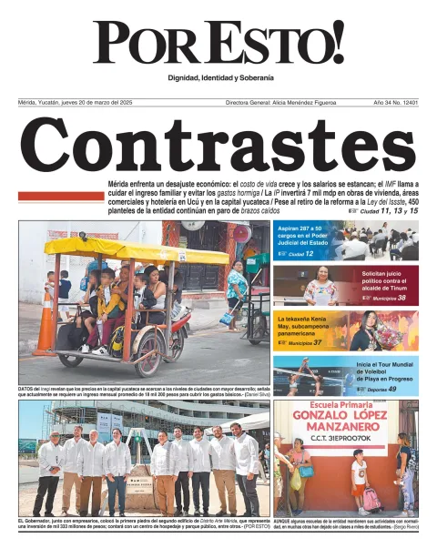Portada de Por Esto (merida, Yucatan) del jueves, 20 de marzo de 2025