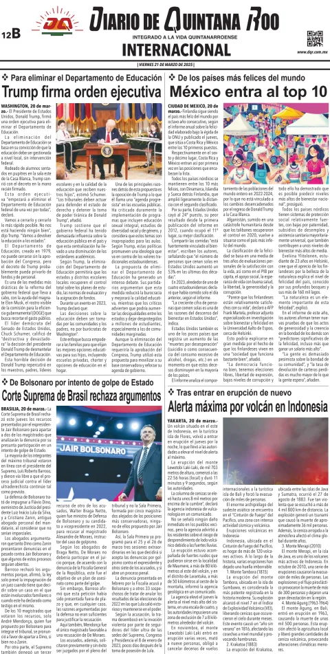Portada de Diario de Quintana Roo (contra Portada)