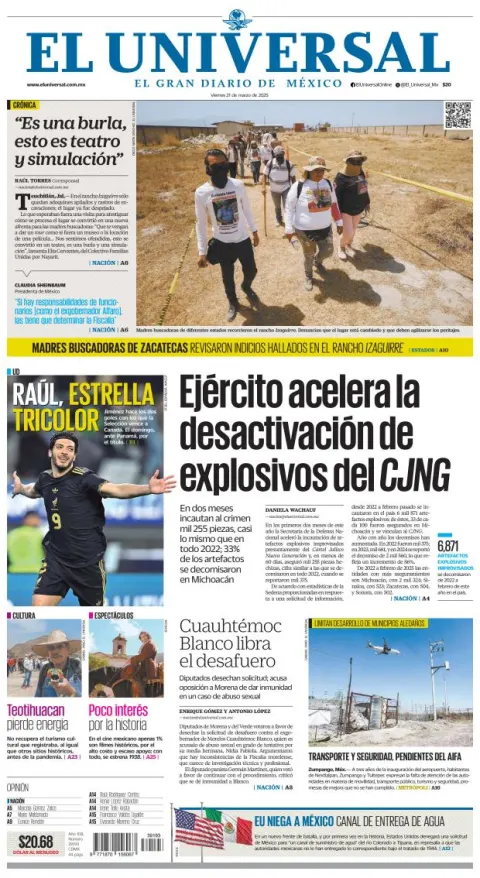 Portada de El Universal