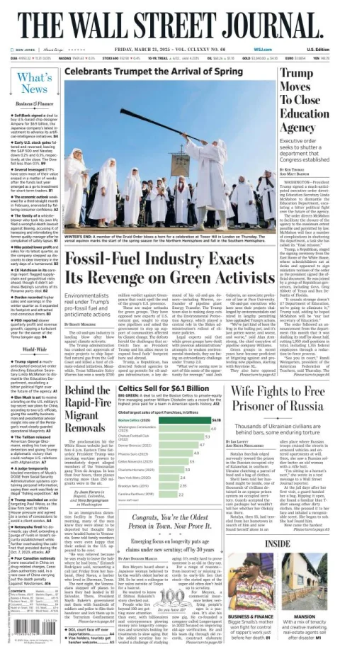 Portada de The Wall Street Journal