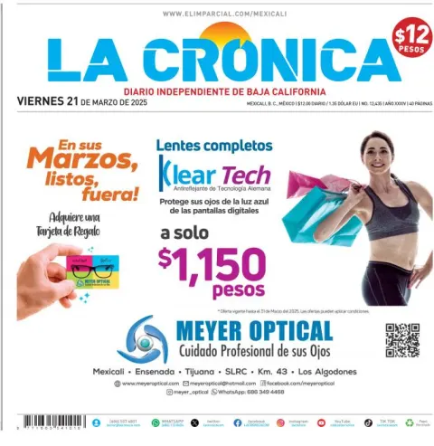 Portada de La Cronica del viernes, 21 de marzo de 2025
