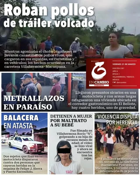 Portada de En Cambio - Tabasco (contraportada) del viernes, 21 de marzo de 2025