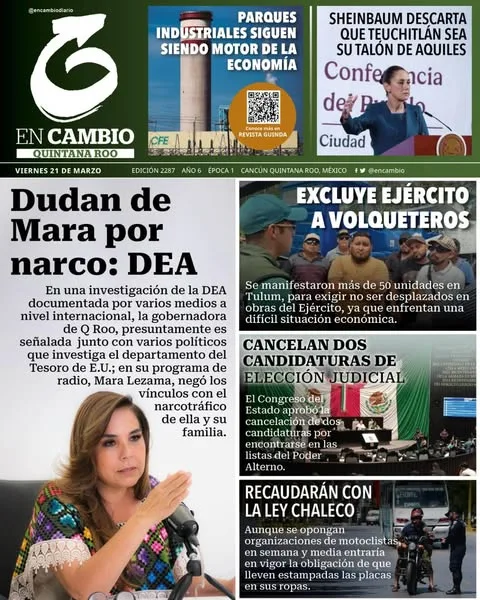 Portada de En Cambio - Quintana Roo (portada) del viernes, 21 de marzo de 2025