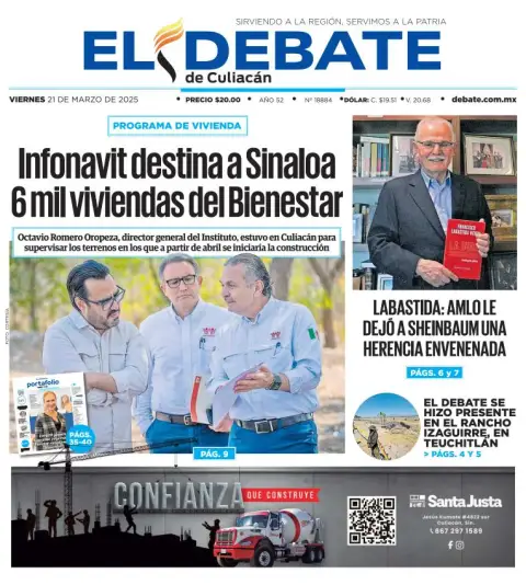 Portada de El Debate de Culiacan del viernes, 21 de marzo de 2025