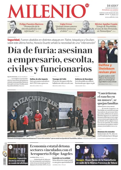 Portada de Milenio Edo de Mexico del viernes, 21 de marzo de 2025