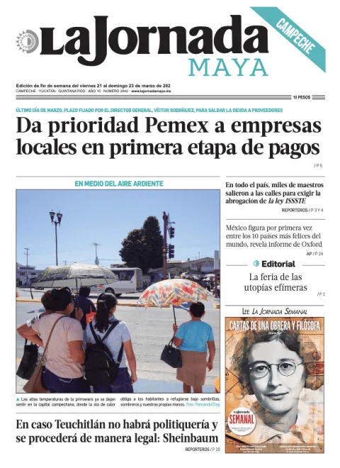 Portada de La Jornada Maya Campeche