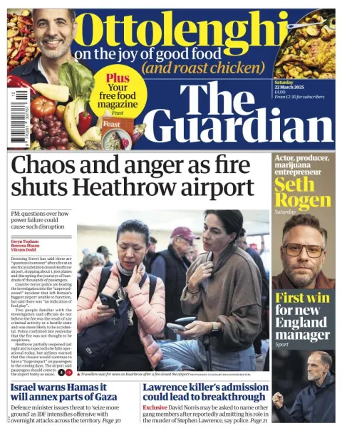 Portada de The Guardian (reino Unido) del sábado, 22 de marzo de 2025