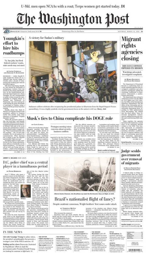 Portada de The Washington Post del sábado, 22 de marzo de 2025