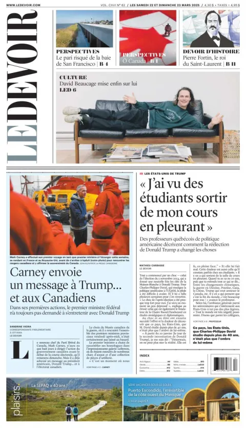 Portada de Le Devoir