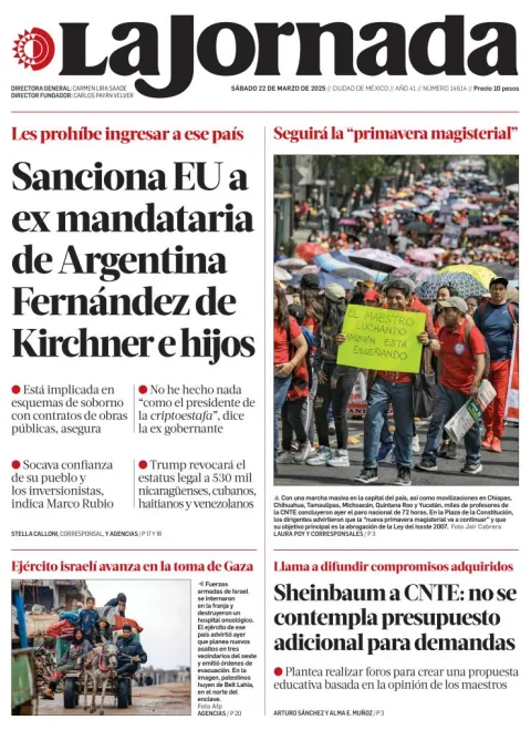 Portada de La Jornada
