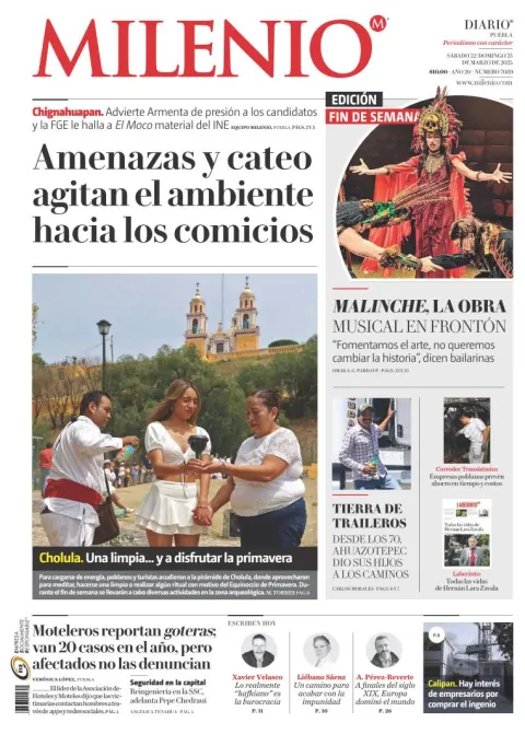 Portada de Milenio Puebla del sábado, 22 de marzo de 2025