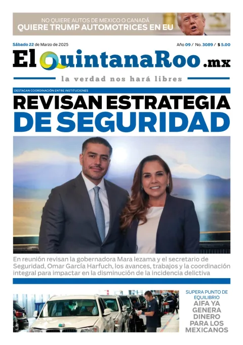 Portada de El Quintana Roo (portada) del sábado, 22 de marzo de 2025