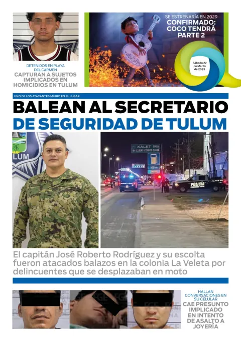 Portada de El Quintana Roo (contraportada) del sábado, 22 de marzo de 2025