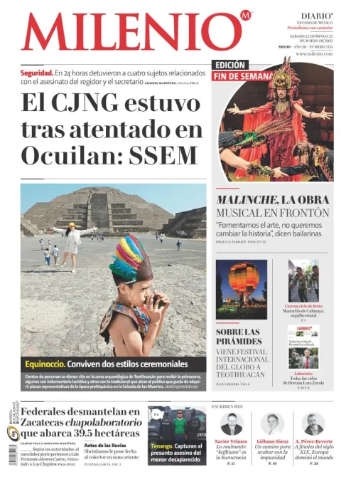 Portada de Milenio Edo de Mexico del sábado, 22 de marzo de 2025