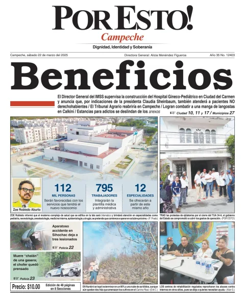 Portada de Por Esto (campeche) del sábado, 22 de marzo de 2025