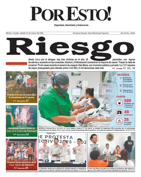 Portada de Por Esto (merida, Yucatan) del sábado, 22 de marzo de 2025