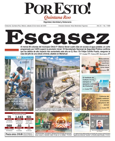 Portada de Por Esto (quintana Roo Chetumal) del sábado, 22 de marzo de 2025