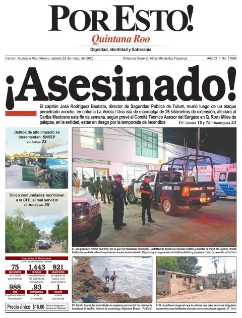 Portada de Por Esto (quintana Roo Cancun) del sábado, 22 de marzo de 2025