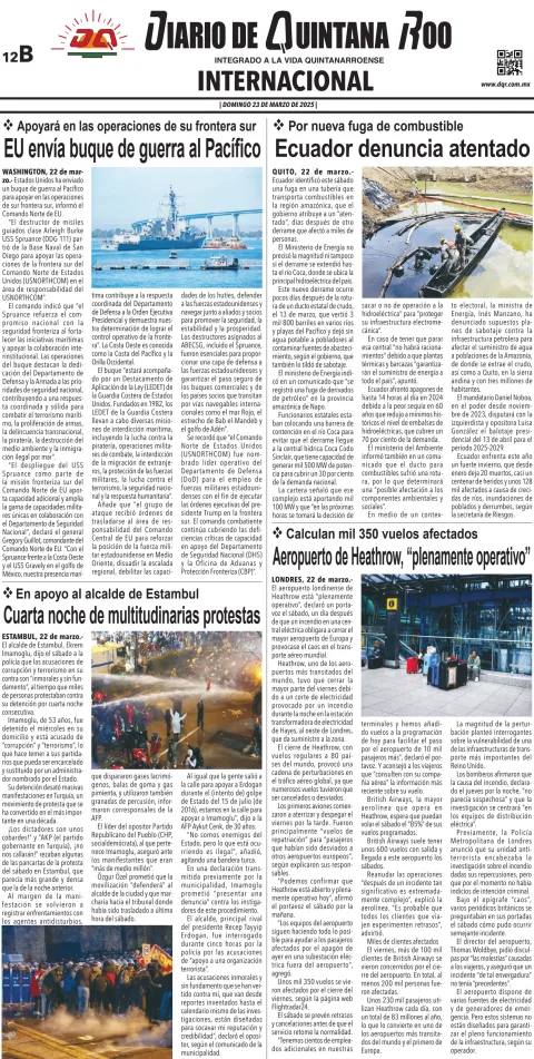 Portada de Diario de Quintana Roo (contra Portada)