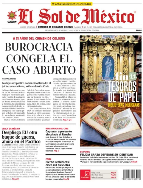 Portada de El Sol de Mexico