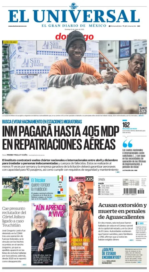 Portada de El Universal