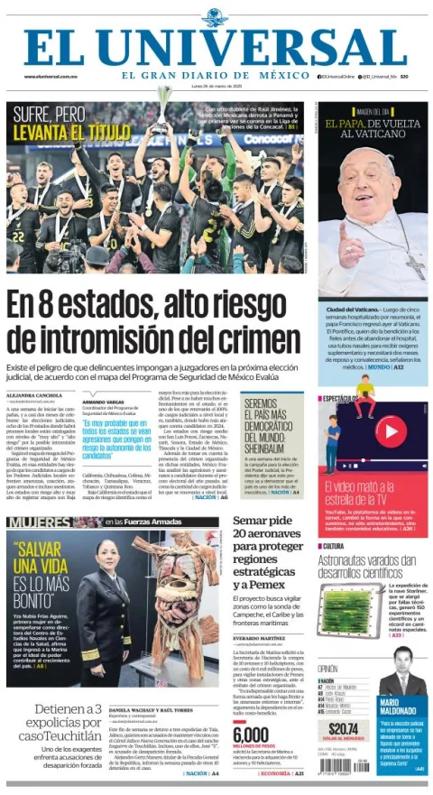 Portada de El Universal