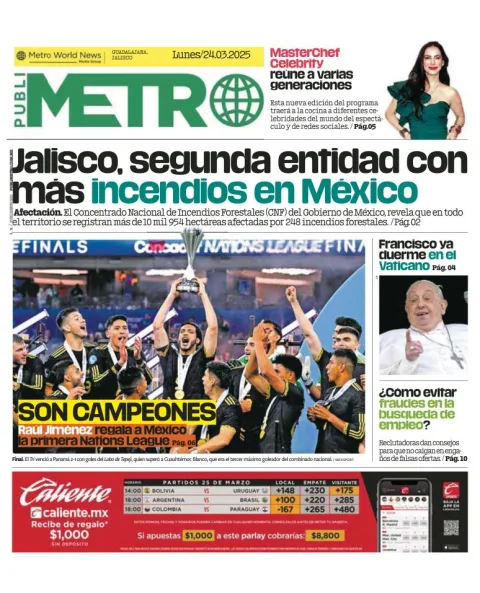 Portada de Publimetro Guadalajara del lunes, 24 de marzo de 2025